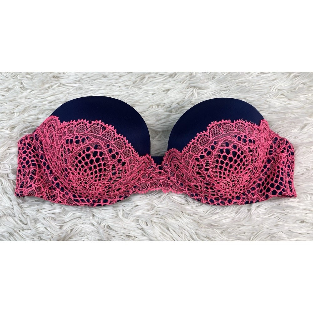 Victoria's Secret Women's 34B Blue Neon Pink Lace Very Sexy Multiway Bra